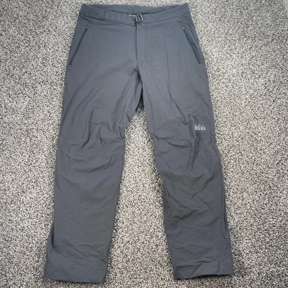 REI Co-op Men's Hiking Pants 34x30 Gray Stretch Nylon Technical Trail Trousers